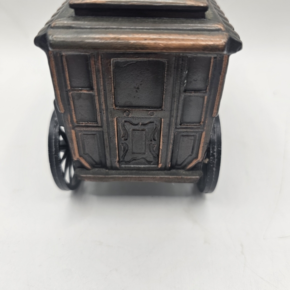 Vintage Black Cast Iron Wagon Coin Bank - Picture 4 of 6